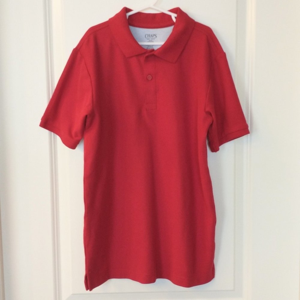 Boy's Chaps Red Short Sleeve Polo Shirt Size Large 14/16 - School Uniform